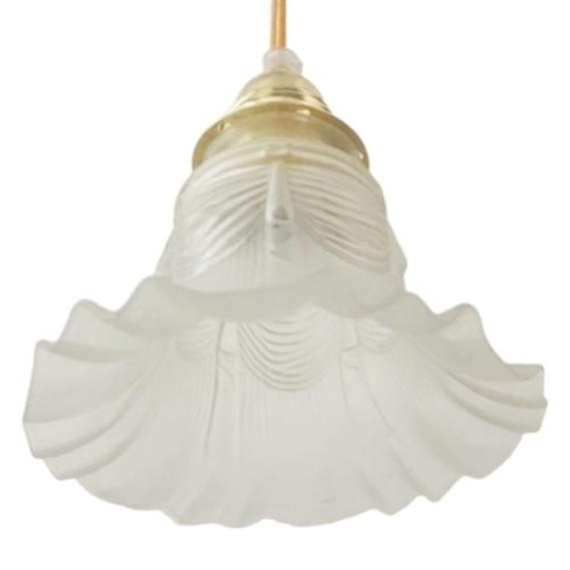 Vintage Baroque Hanging Light in Matt Glass White for sale at Pamono