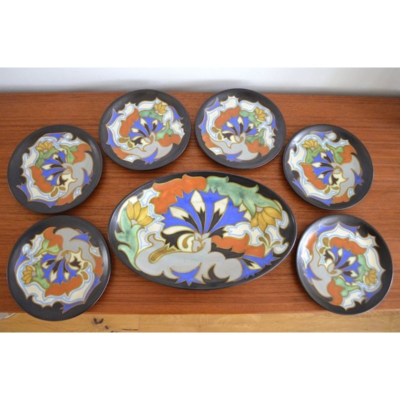Vintage Ceramic Bowls from Gouda, Set of 7 for sale at Pamono