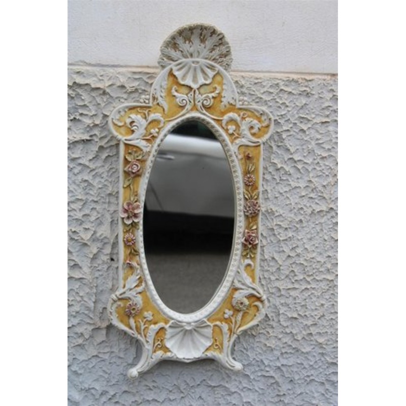 Vintage Italian Ceramic Wall Mirror, 1950 for sale at Pamono