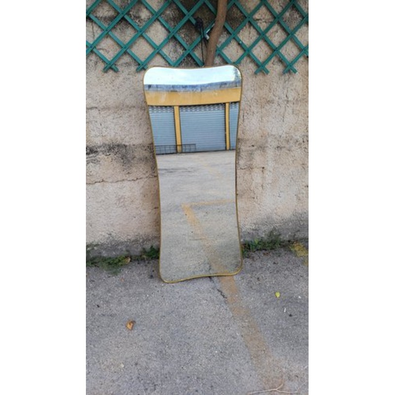 Vintage Italian Wall Mirror with Brass Frame for sale at Pamono
