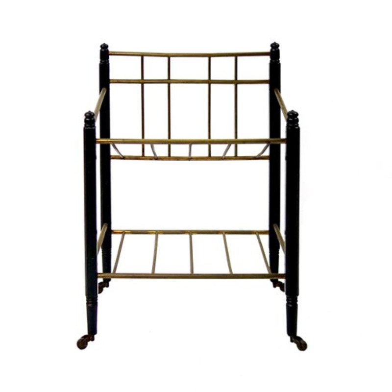 Art Deco Wood and Brass Magazine Stand on Wheels from Ernst Rockhausen & Shne for sale at Pamono-RY-716429