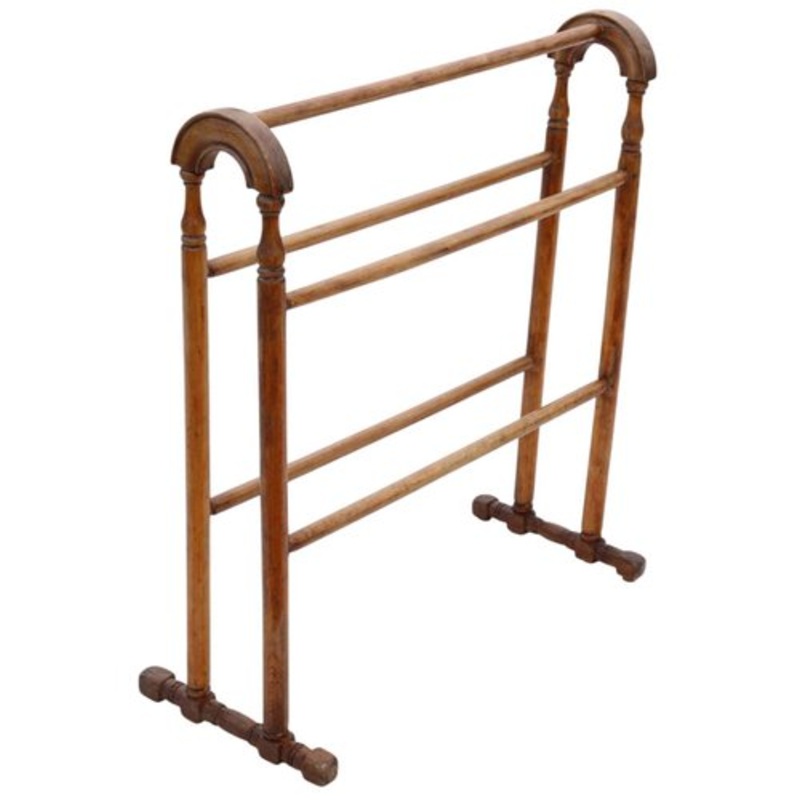Beech & Walnut Towel Rail Stand, 1890s for sale at Pamono