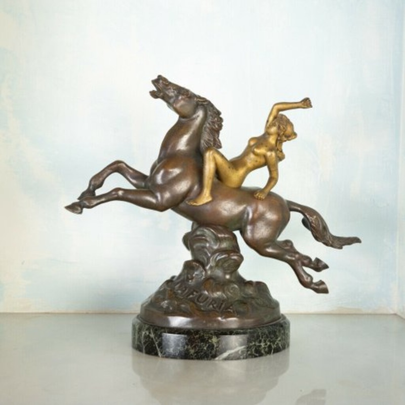 Bronze Statue of Horse with Woman, 1800s for sale at Pamono