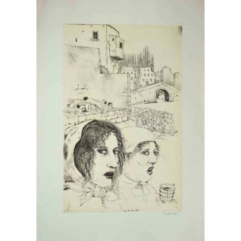 Bruno Caruso, Story of the Infamous Column, Etching, Late 20th Century for sale at Pamono