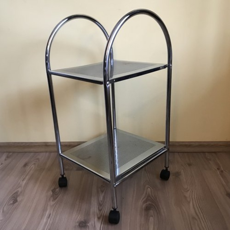 Fully Chrome Bar Table on Wheels, 1970s for sale at Pamono