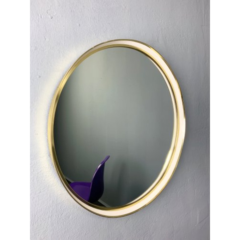 German Round Brass Mirror, 1950s for sale at Pamono