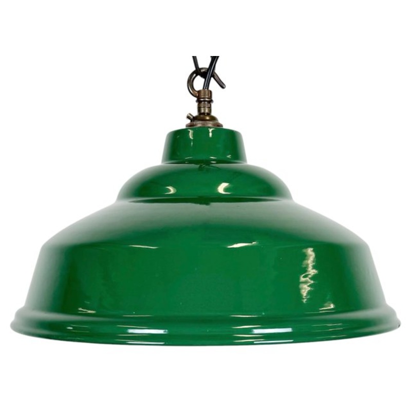 Industrial British Green Enamel Factory Pendant Lamp, 1960s for sale at Pamono-CGF-2157920