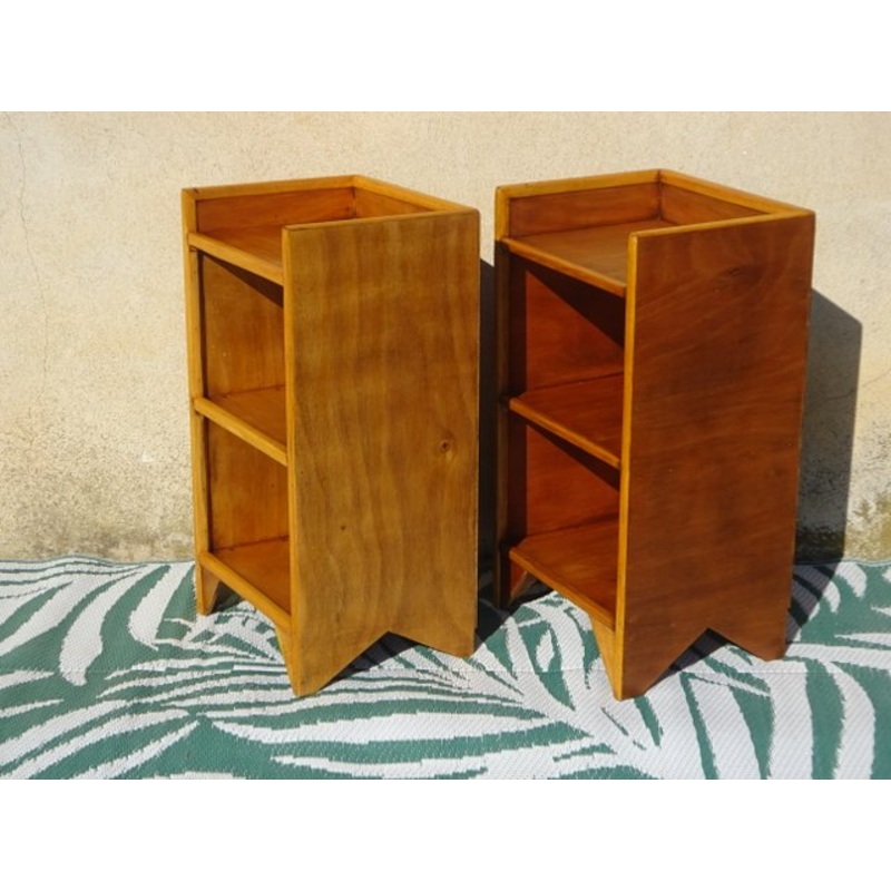 Light Wood Bedside Tables with Top Edges, 1990s, Set of 2 for sale at Pamono