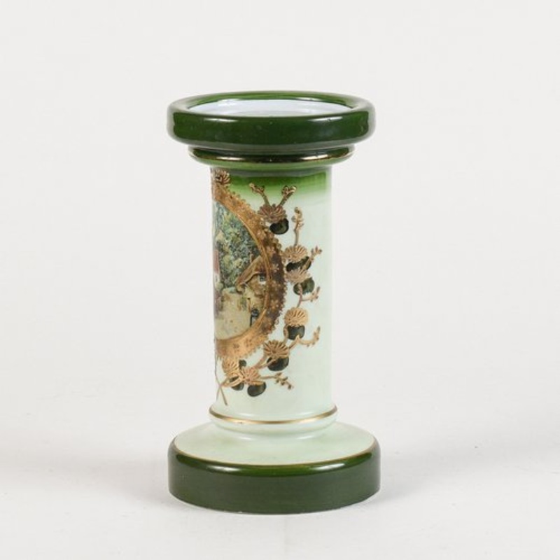 Opal Base Column with Gold and Green Backsplash Decor, Early 20th Century for sale at Pamono