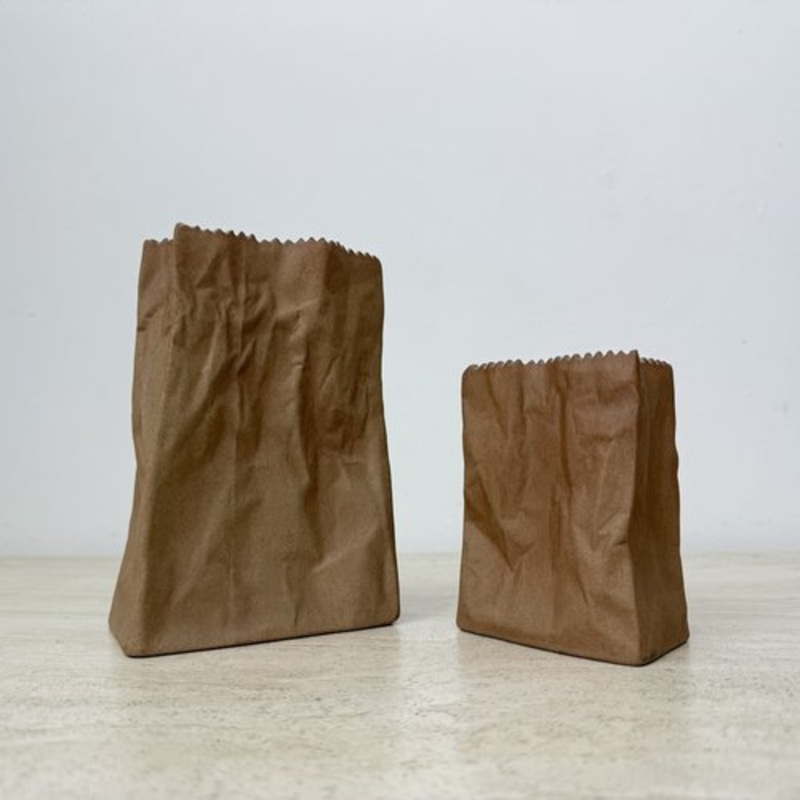 Paper Bag Vase by Tapio Wirkkala for Rosenthal, 1970s, Set of 2 for sale at Pamono