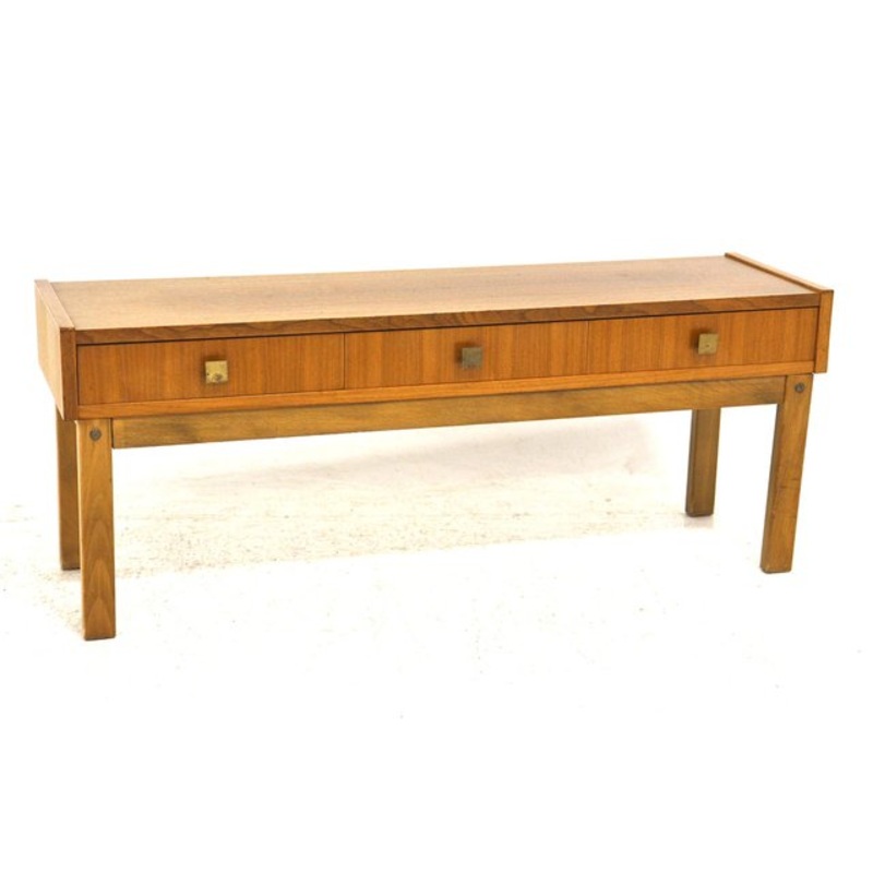Scandinavian Low Walnut Console, Sweden, 1960s for sale at Pamono