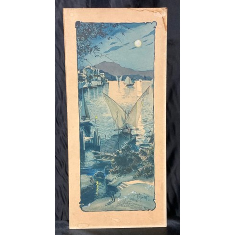 Schmidt, Marine in Moonlight, 1903, Chromolithograph for sale at Pamono