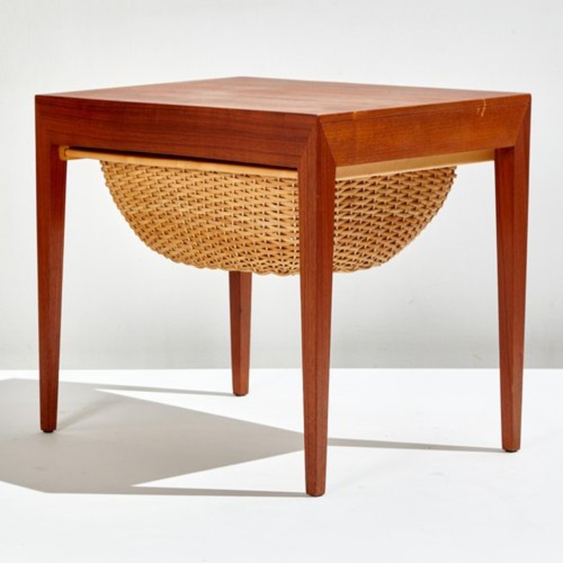 Teak Sewing Table by Severin Hansen for Haslev Furniture Factory, 1960s for sale at Pamono