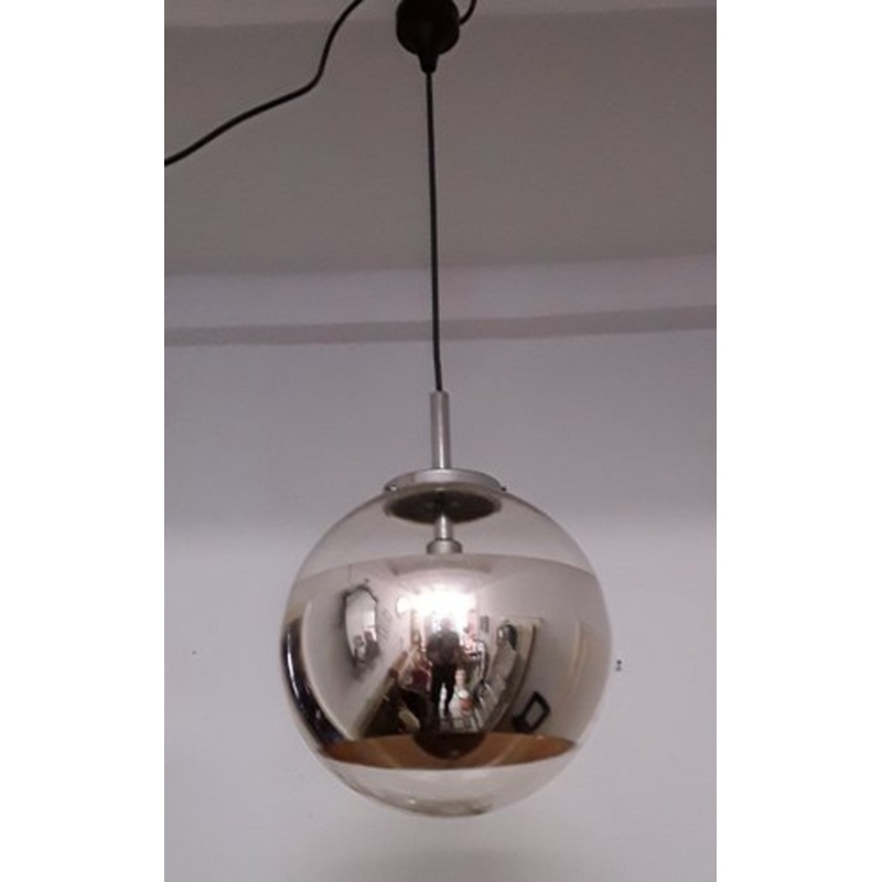 Vintage Glass & Chrome Ceiling Lamp from Hoffmeister- Leuchten, 1970s for sale at Pamono