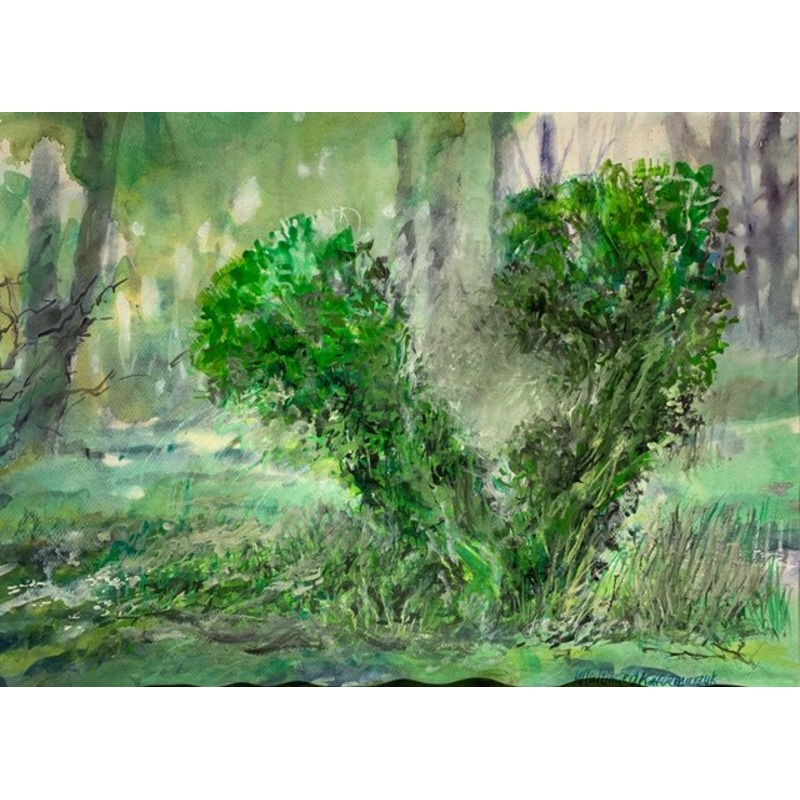 Wodzimierz Karczmarzyk, Park Trees, 2016, Watercolor and Acrylic on Paper for sale at Pamono