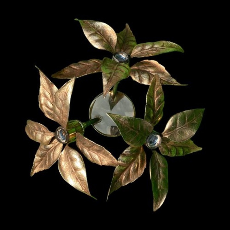 Brass Floral Ceiling Mount by Willy Daro for Massive, Belgium for sale at Pamono