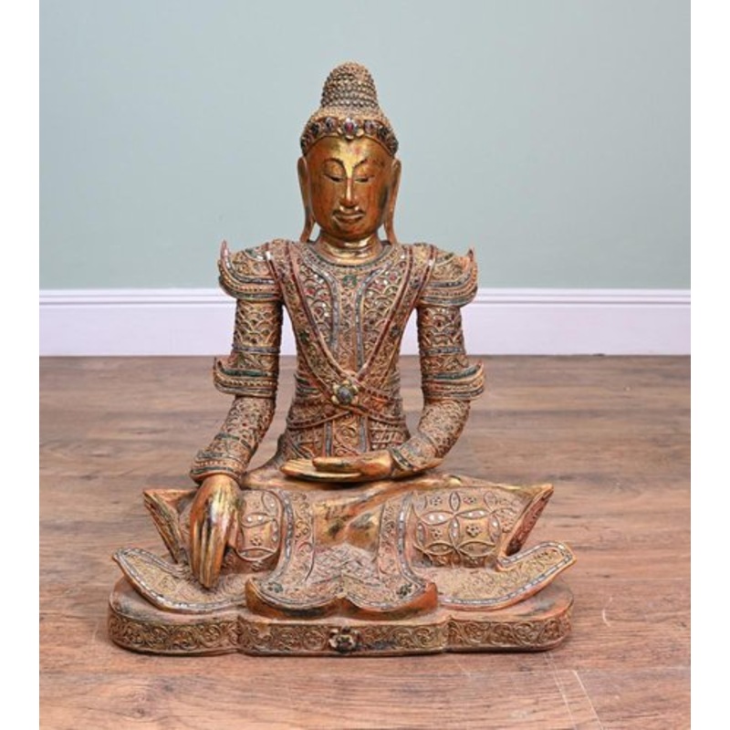 Carved Nepalese Buddha Statue Lotus Meditation Pose Buddhist, 1930s for sale at Pamono