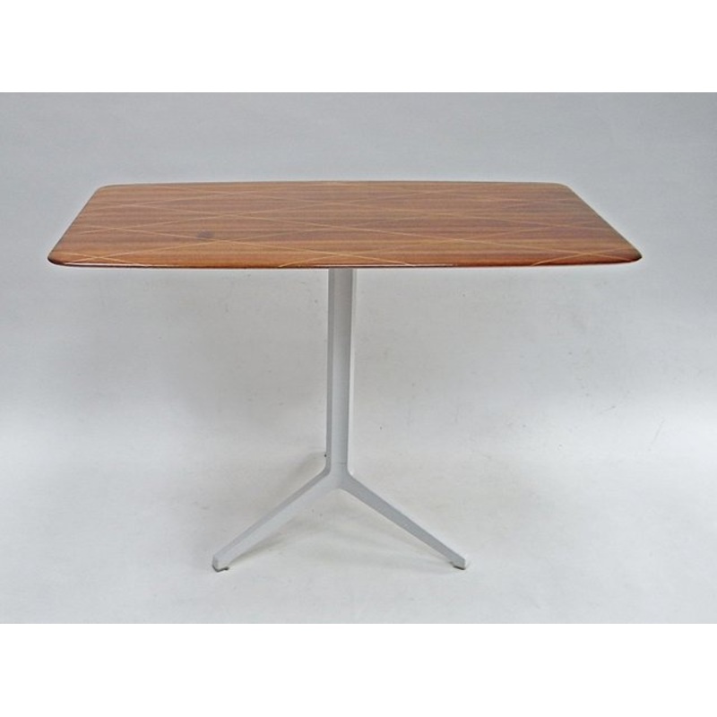 Desk in Mahogany Veneer with Maple Marquetry & Aluminum Tripod Base for sale at Pamono