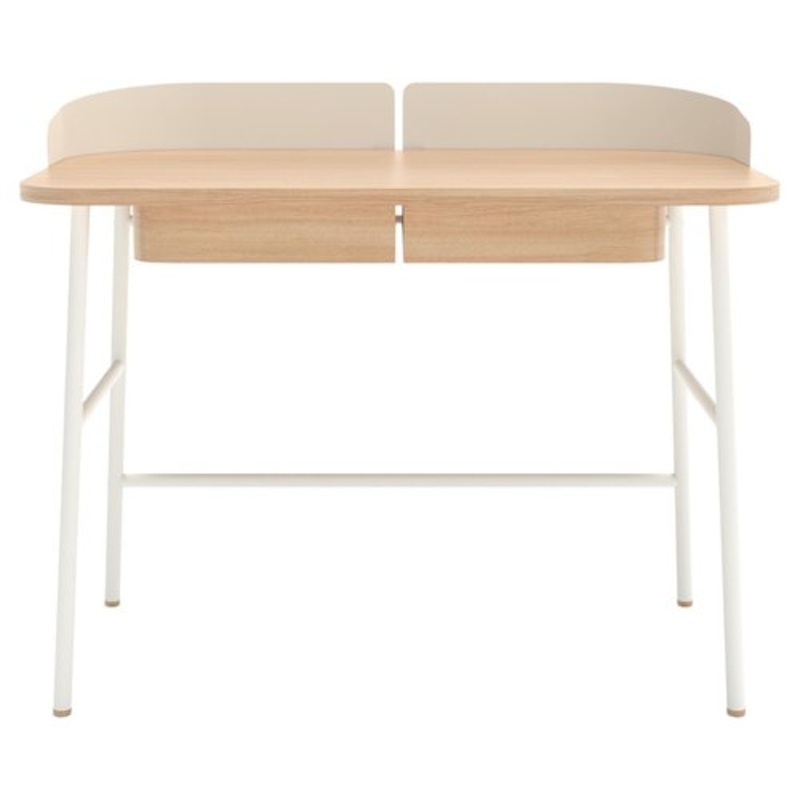 Iridescent White Metal Victor Desk in Natural Oak by Harto for sale at Pamono