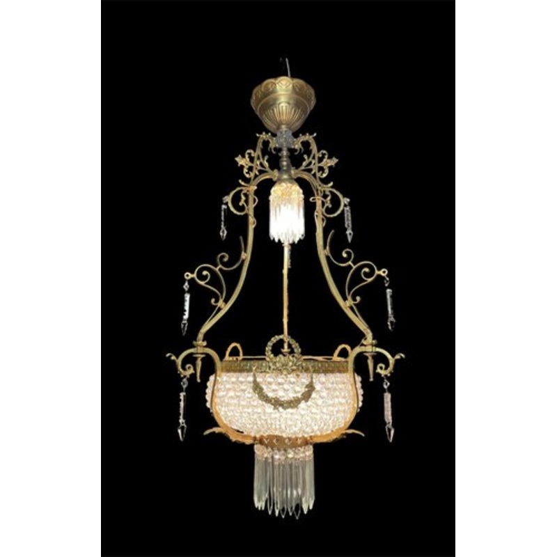 Large Italian Brass Chandelier for sale at Pamono