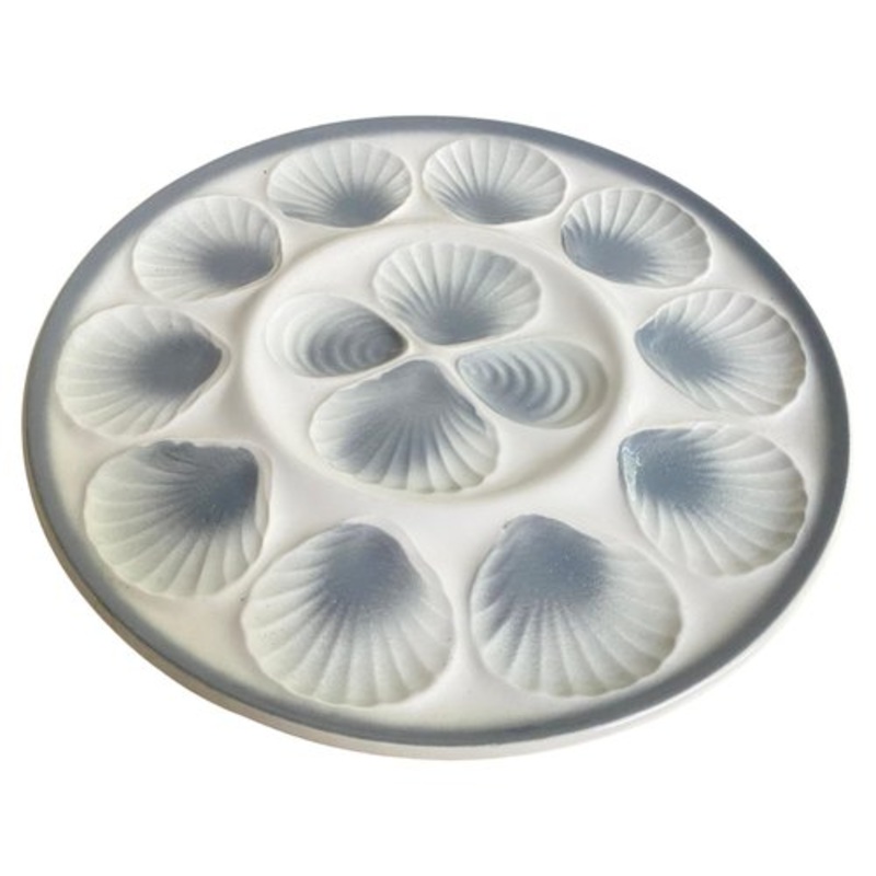 Large Oyster Plate in Grey Ceramic by Moulin des Loups, France, 1960s for sale at Pamono