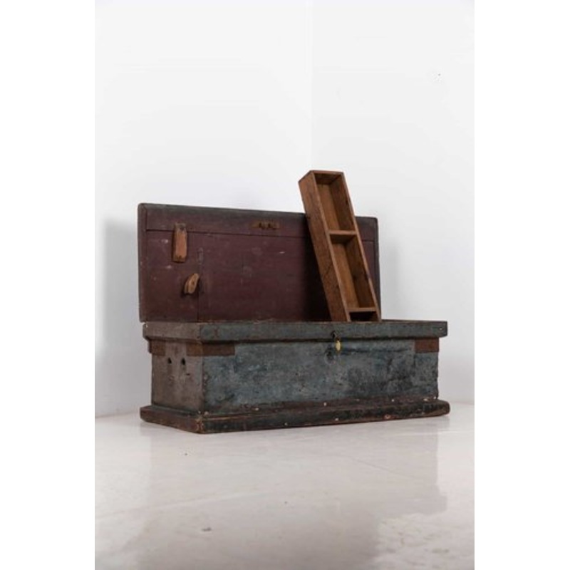 Large Victorian Painted Wooden Tool Chest for sale at Pamono
