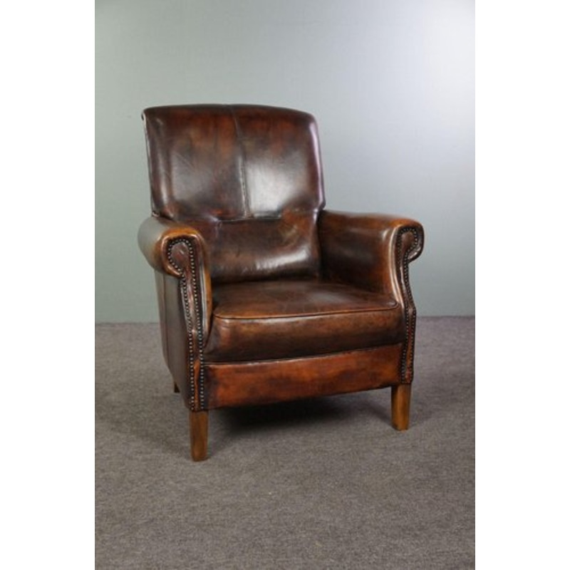 Leather Armchair with High Back for sale at Pamono