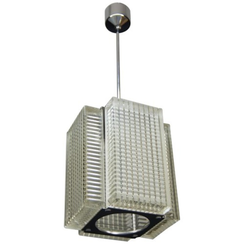 Mid-Century Glass Pendant Lamp, 1970s for sale at Pamono