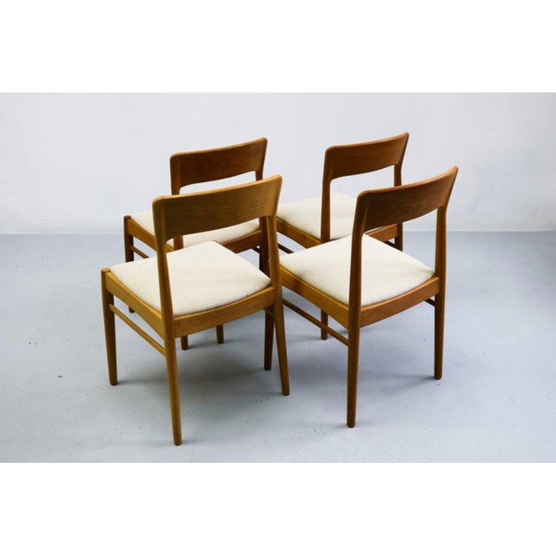 Oak and White Fabric Dining Chair from K. S. Korup, Denmark, 1960s for sale at Pamono