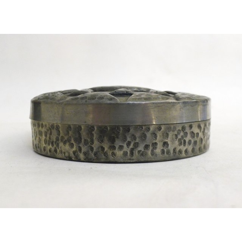 Oval Art Deco Box with Geometric Decor in Tin by Charles, 1930s for sale at Pamono