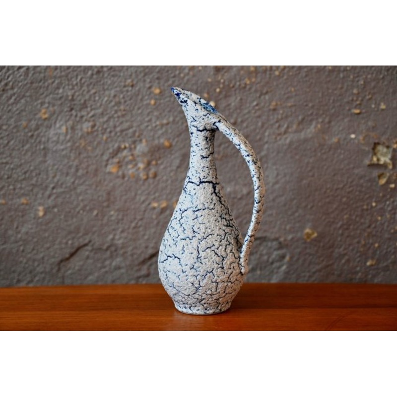 Pitcher Vase in Cracked Blue Ceramic, 1950s for sale at Pamono