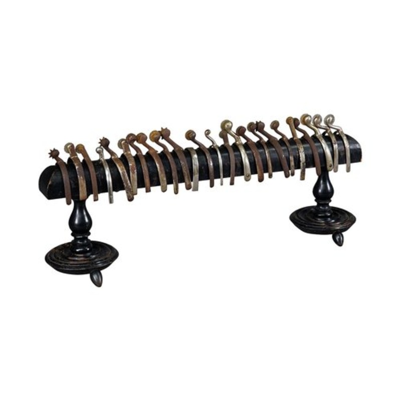 Riding Spurs on Wooden Rack, 1890s for sale at Pamono