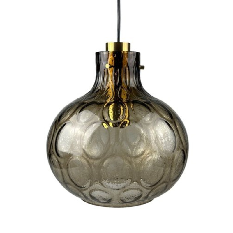 Space Age Ceiling Lamp in Glass and Brass from Glashtte Limburg, Germany, 1960s-1970s for sale at Pamono