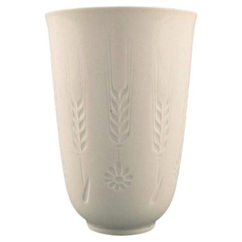 Vintage Blanc De Chine Vase with Flowers and Wheat Ears from Royal Copenhagen for sale at Pamono