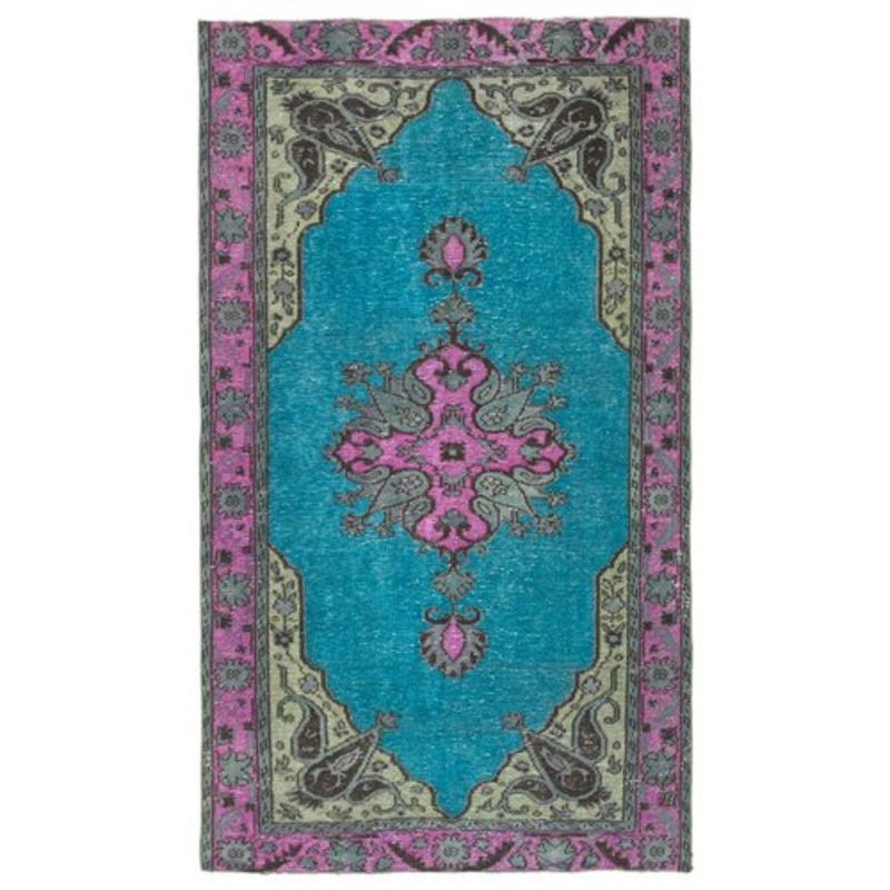 Vintage Fuchsia Handwoven Overdyed Rug for sale at Pamono