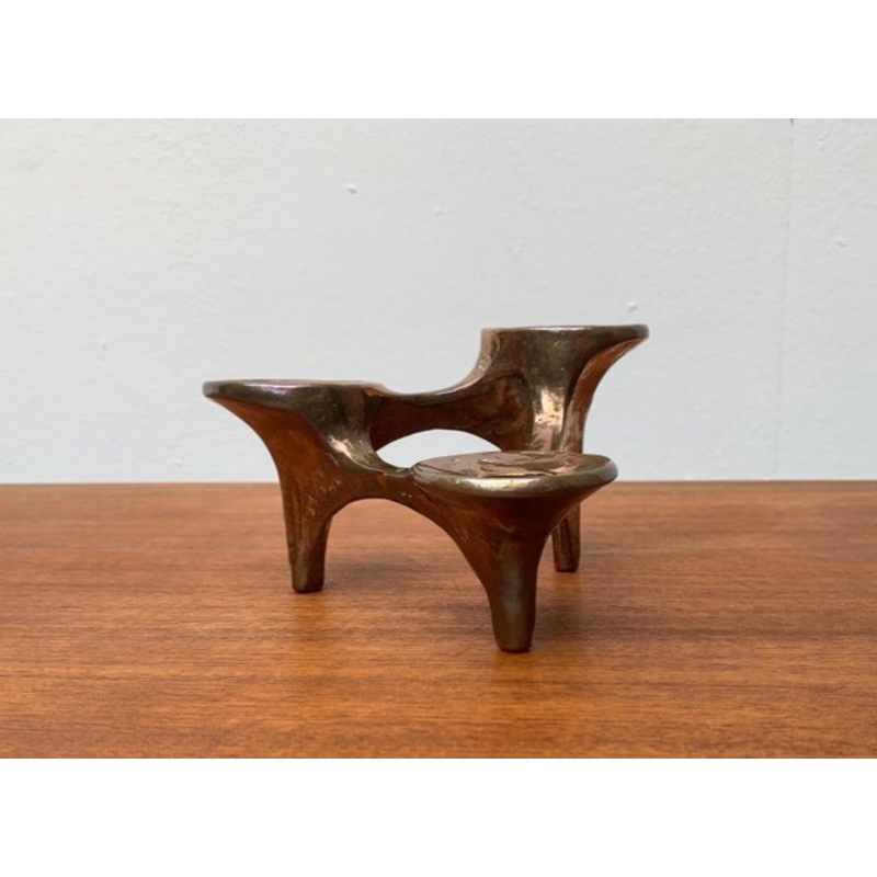 Vintage German Brutalist Metal Candleholder from Harjes for sale at Pamono