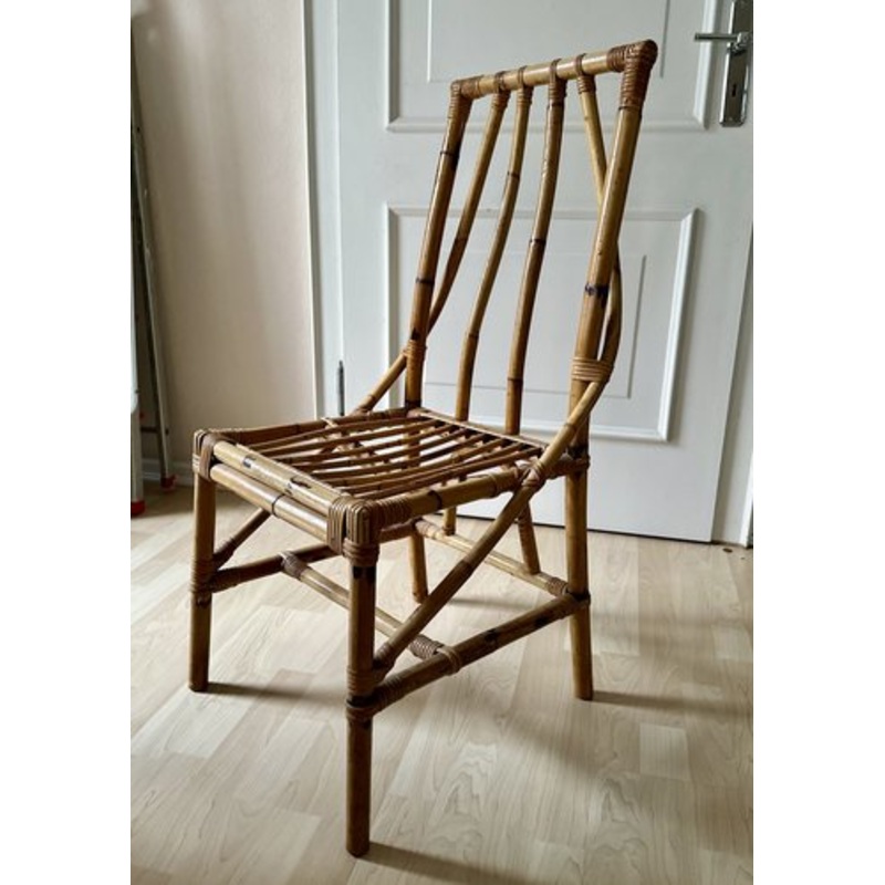 Vintage Italian Rattan Chair, 1960s for sale at Pamono