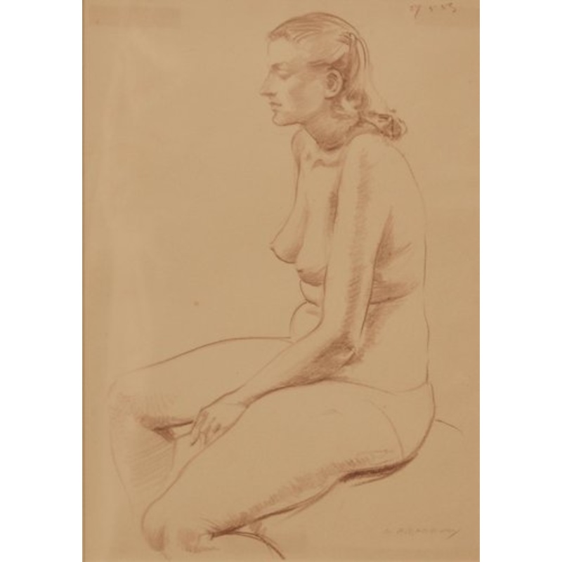 A. Bradbury, Nude Woman Still Life, 1957, Pencil Figurative for sale at Pamono