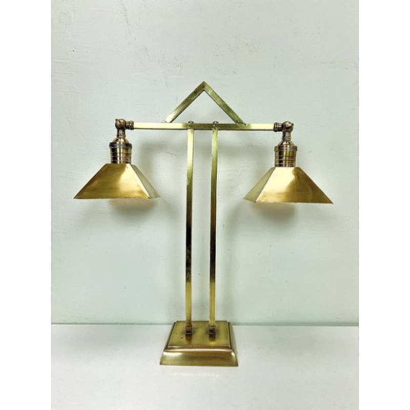 Art Deco Brass Twin Desk Lamp, 1940s for sale at Pamono