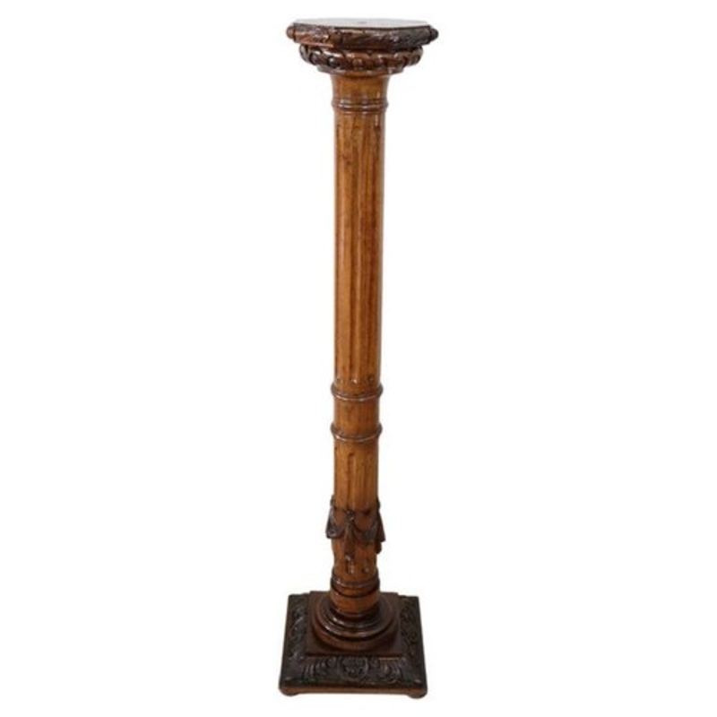 Art Nouveau Column in Carved Oak, 1900s for sale at Pamono