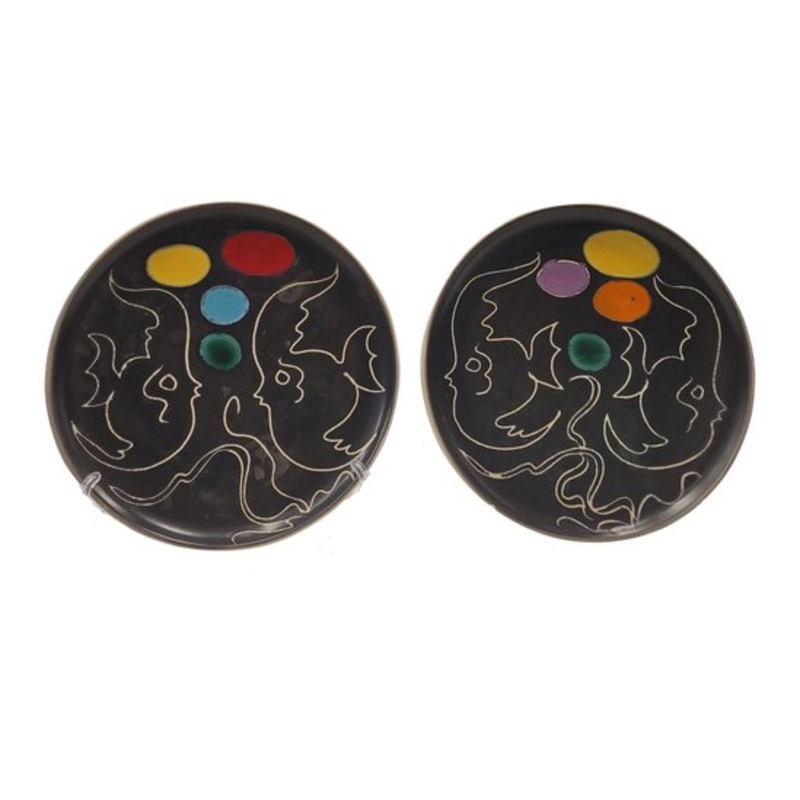 Ceramic Dishes from Vallauris, France, 1950s, Set of 2 for sale at Pamono