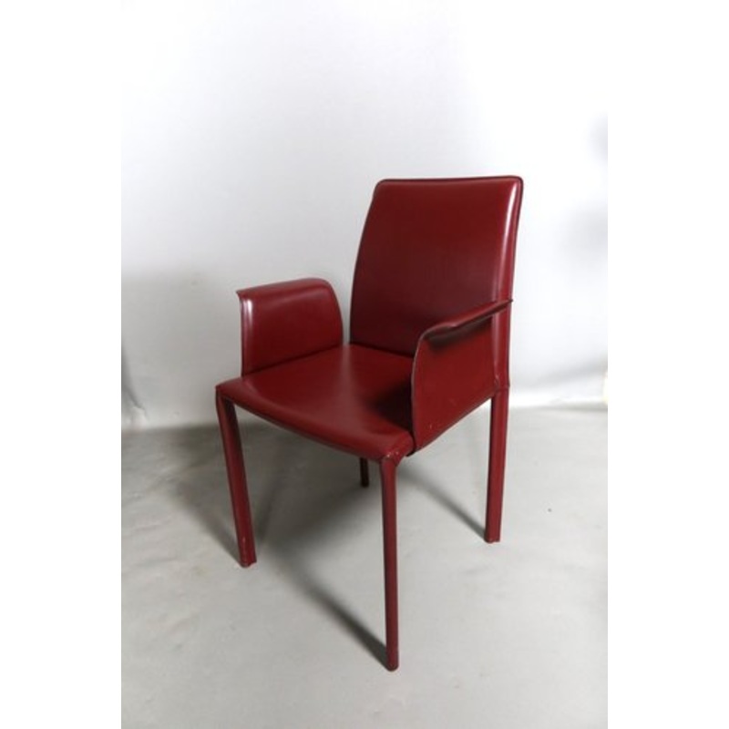 Desk Armchair in Maroon Leather for sale at Pamono