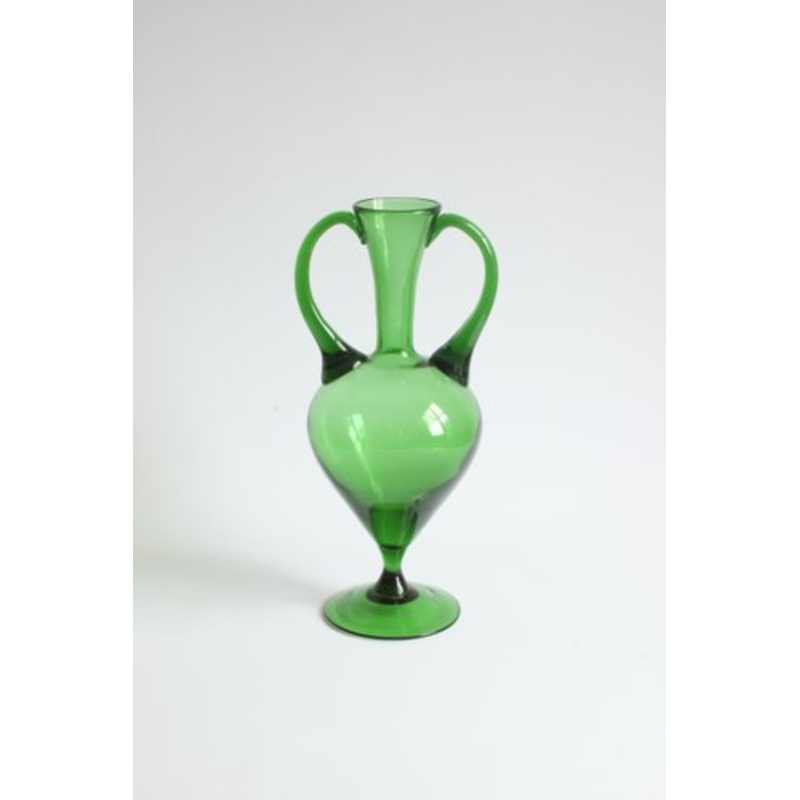 Empoli Verde Glass Etruscan Amphora Vase, Tuscany 1940s for sale at Pamono