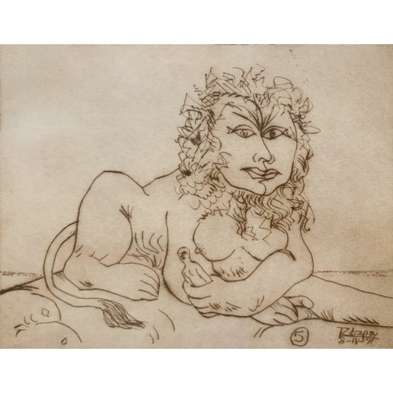 Leszek Rzga, Hybrid or Sphinx, 1991, Etching on Paper for sale at Pamono