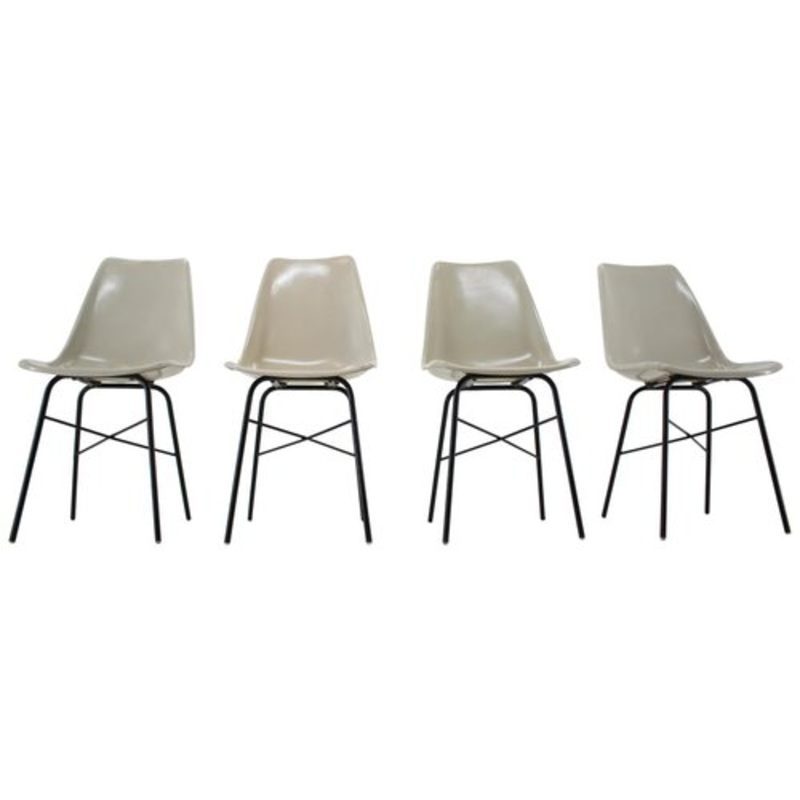 Mid-Century Fiberglass Dining Chairs, Czechoslovakia, 1960s, Set of 4 for sale at Pamono