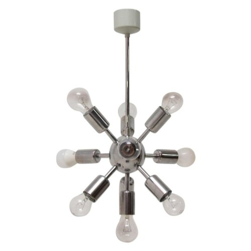 Mid-Century Space Age 10-Arm Chrome Sputnik Lamp from Drupol, 1960s for sale at Pamono