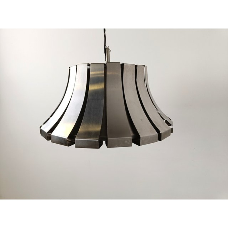 Mid-Century Steel Suspension Lamp by E. Martinelli for Martinelli Luce, 1970s for sale at Pamono
