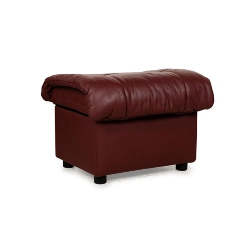 Paradise Leather Pouf in Red from Stressless for sale at Pamono