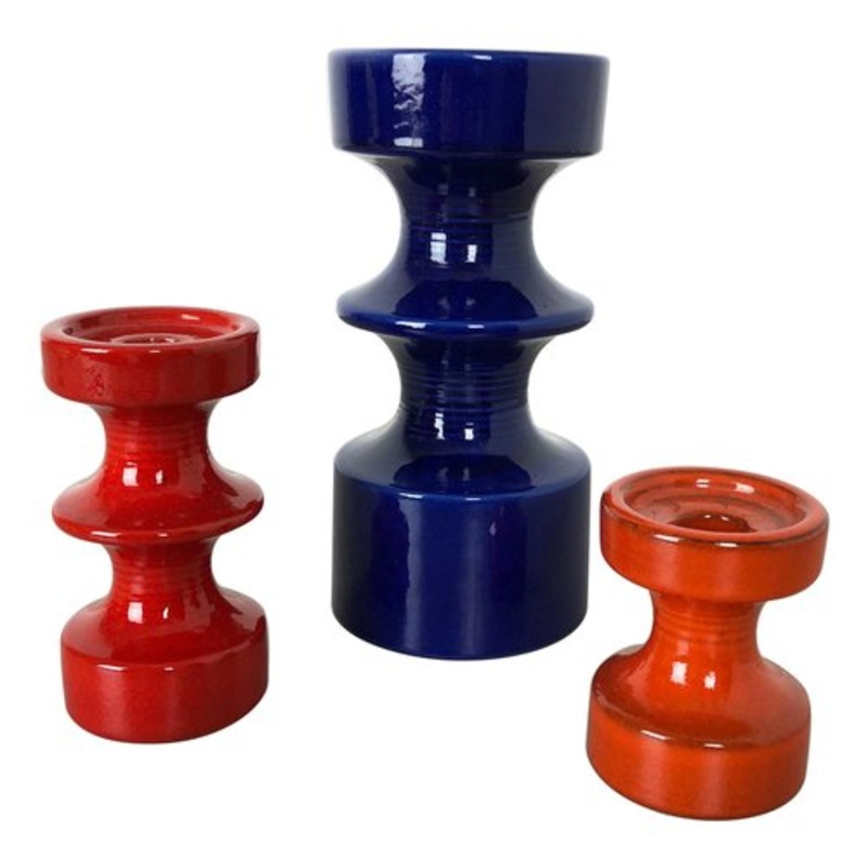 Pottery Candleholders by Cari Zalloni for Steuler, Germany, 1970s, Set of 3 for sale at Pamono
