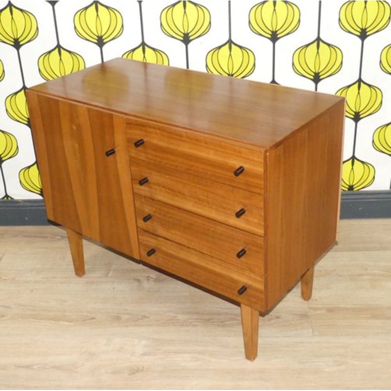 Small Vintage Chest of Drawers in Walnut, 1960s for sale at Pamono